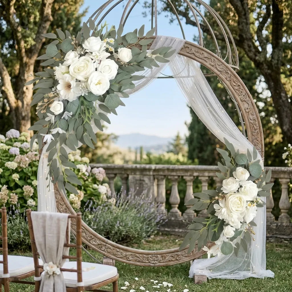 Kits de Fleurs Blanches Artificielles pour Arc Mariage Minimaliste