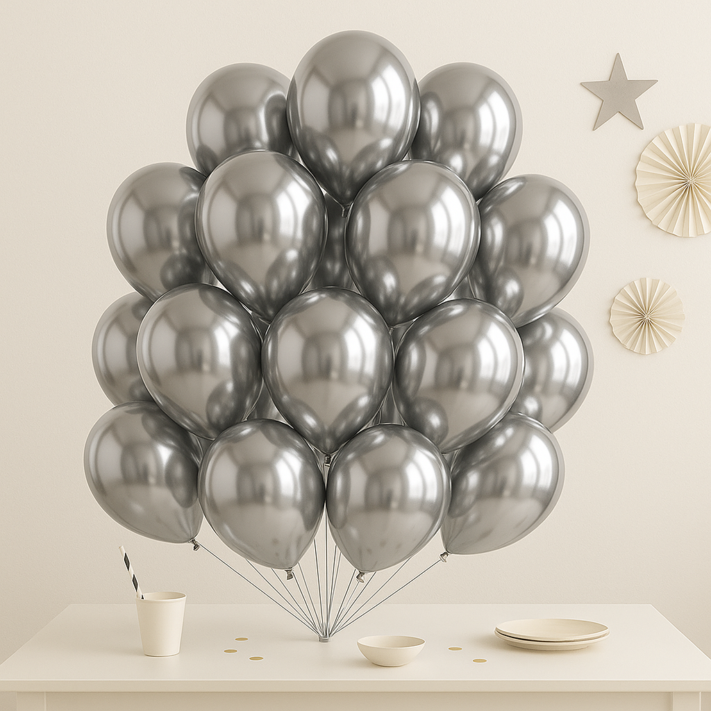 Ballons Anniversaire Métal Gris