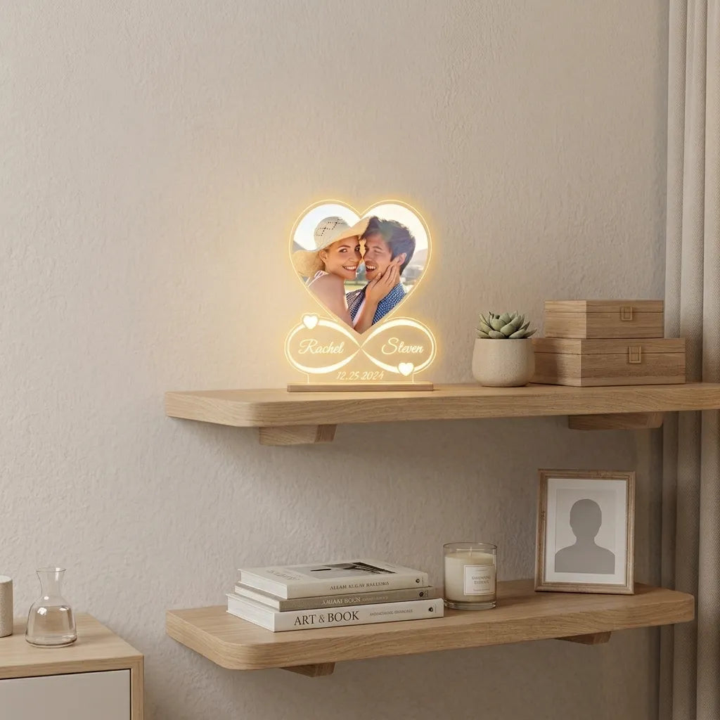 Lampe Cadre Photo Personnalisé Saint-Valentin Minimaliste