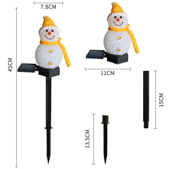 Lampe Solaire Bonhomme de Neige Jaune