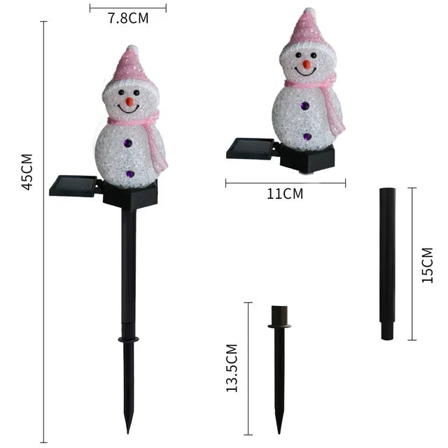 Lampe Solaire Bonhomme de Neige Rose