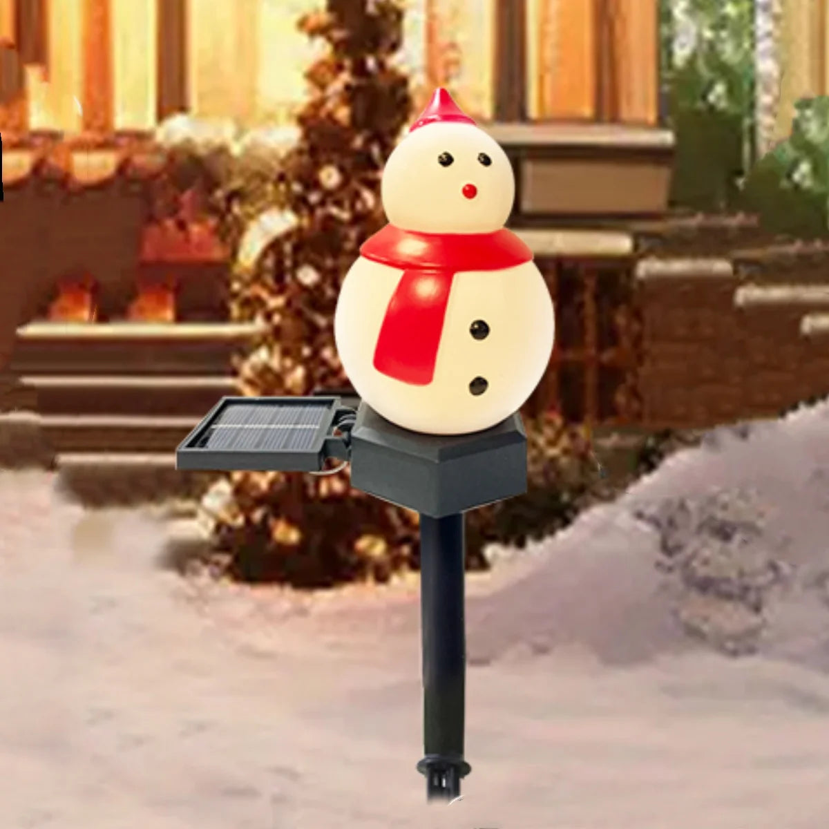Lampe Solaire Extérieure Motif Bonhomme de Neige