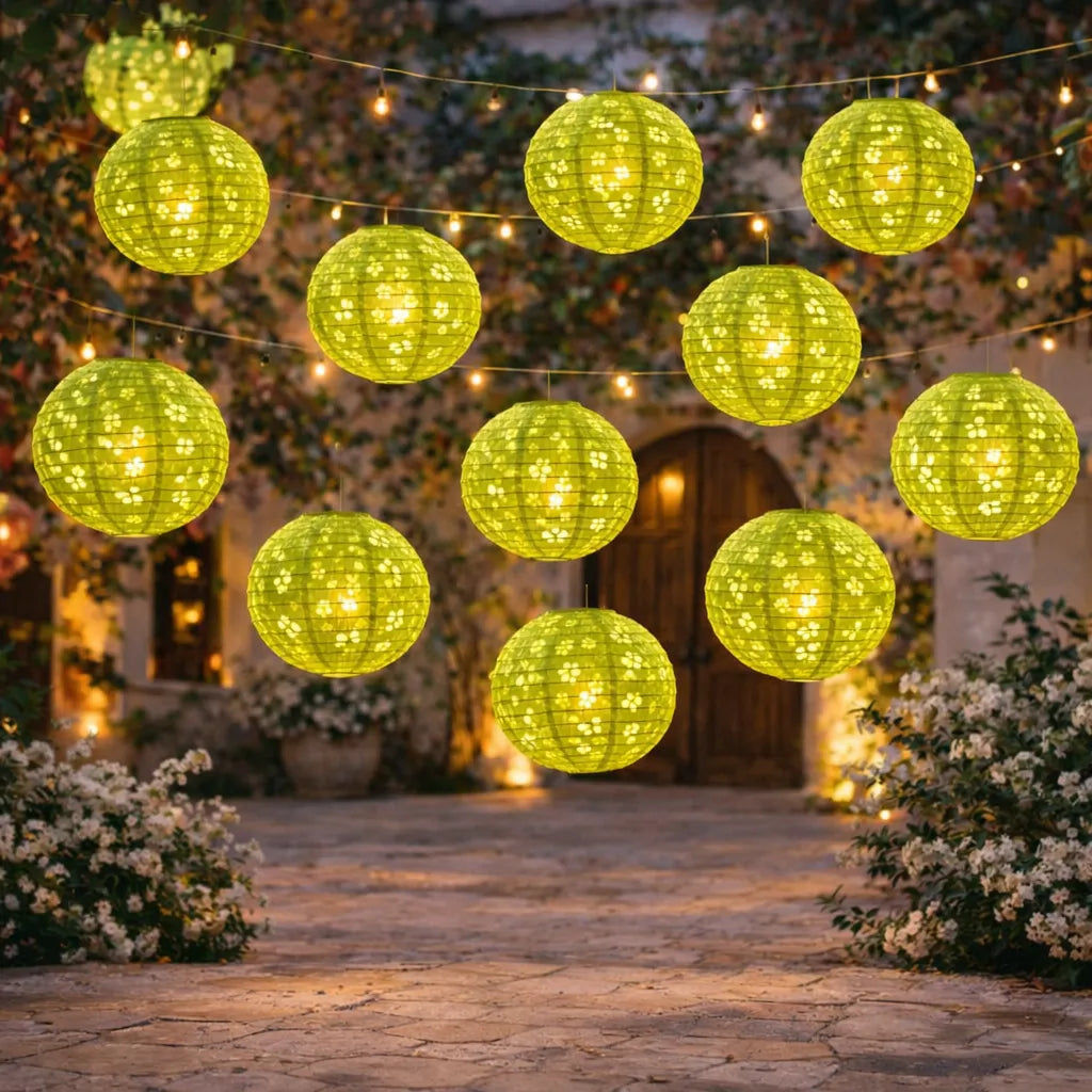 Lampion Déco Mariage Vert Ajouré Design