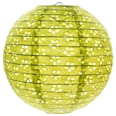 Lampion Déco Mariage Vert Ajouré Tropical