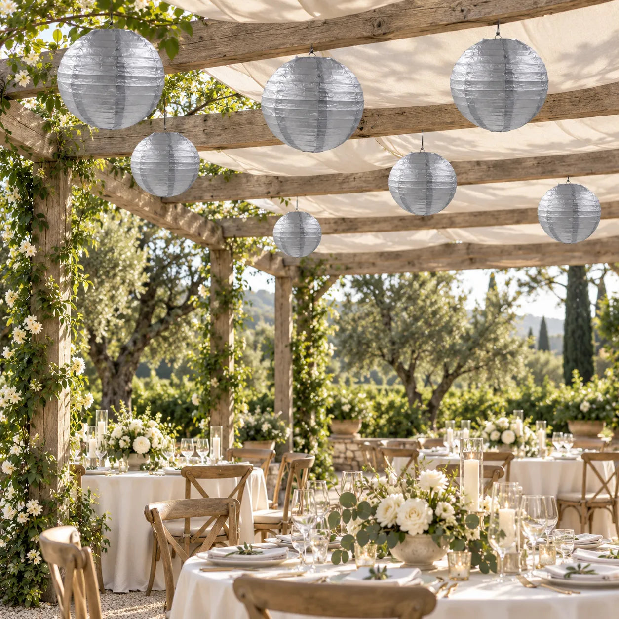 Lampion Mariage Argenté Minimaliste