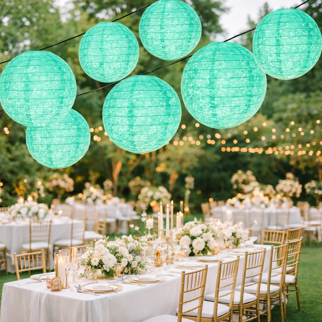 Lampion Mariage Bleu Ajouré