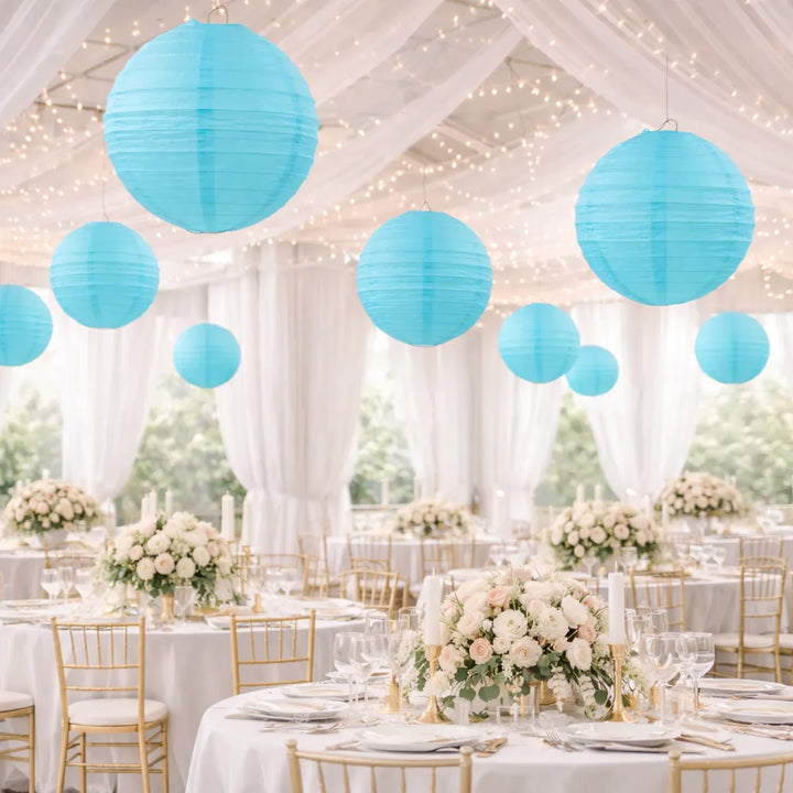 Lampion Mariage Bleu en Papier