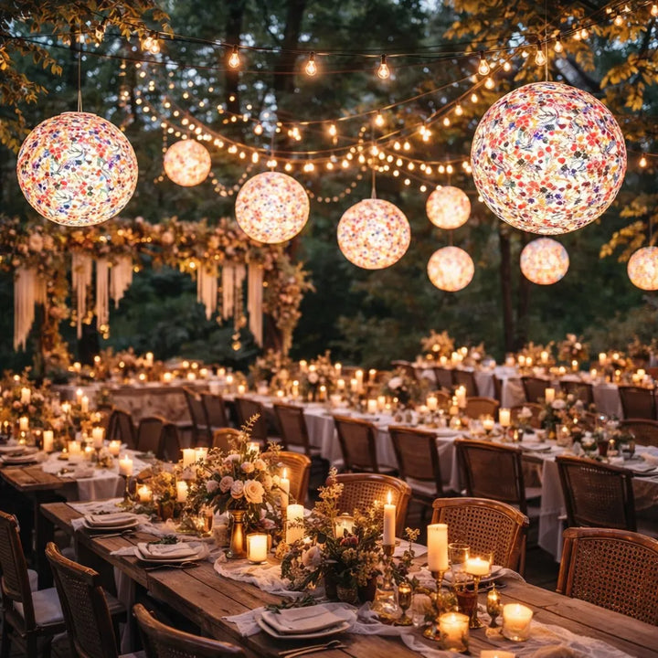 Lampion Mariage Fleuri Lumineux