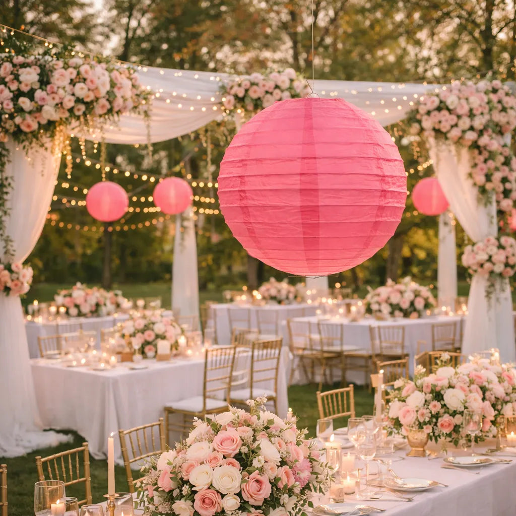 Lampion Mariage Fuchsia Raffiné