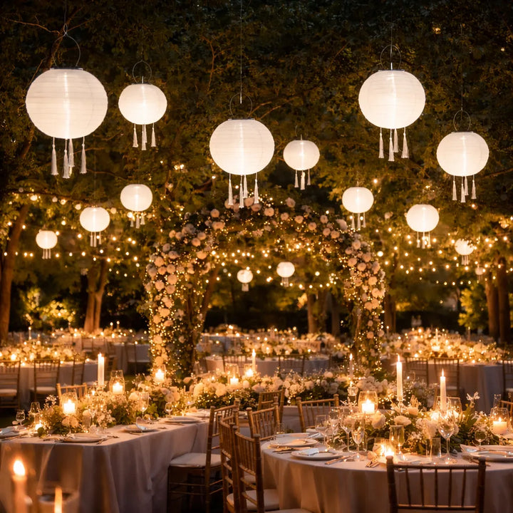 Lampion Mariage Lumineux Blanc en Nylon