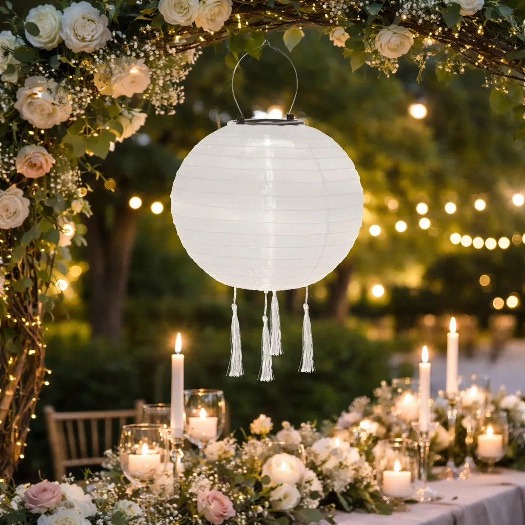 Lampion Mariage Lumineux Blanc en Nylon Chic