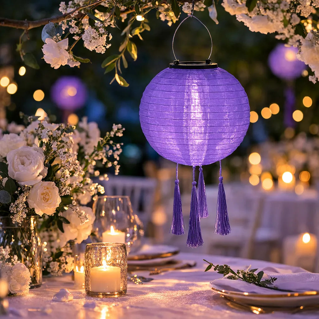 Lampion Mariage Lumineux Violet Chic