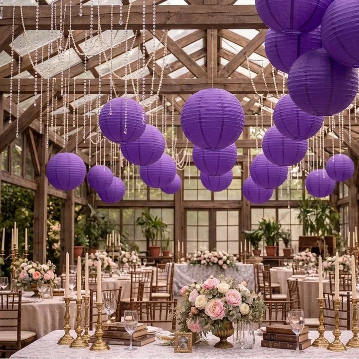 Lampion Rond Mariage Violet Elégant
