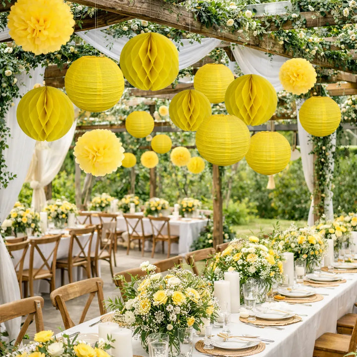 Lampions Décoratifs Mariage Jaune