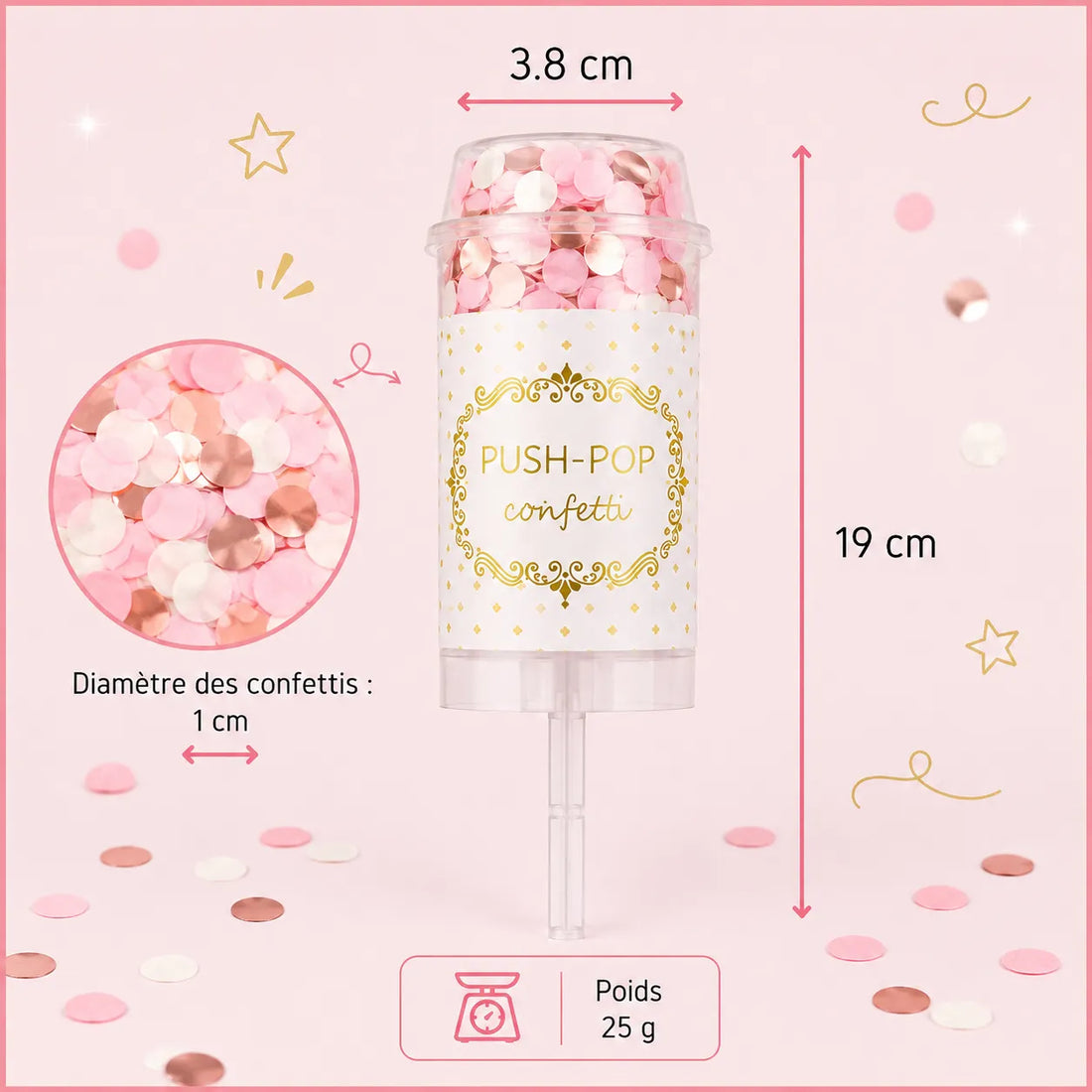 Lanceur à Confettis Festifs Roses Moderne