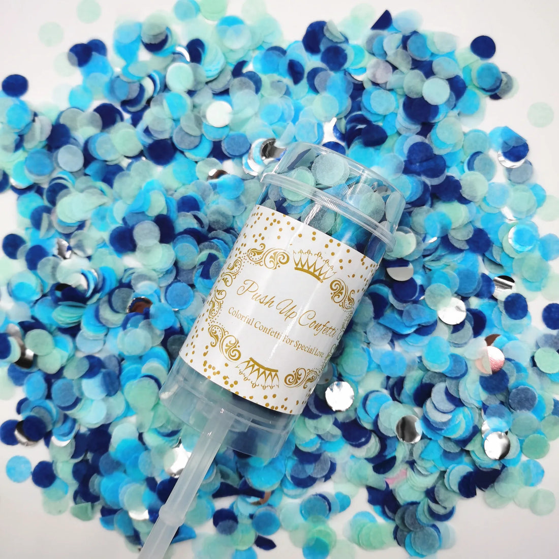 Lanceur à Confettis Nuances de Bleu Moderne