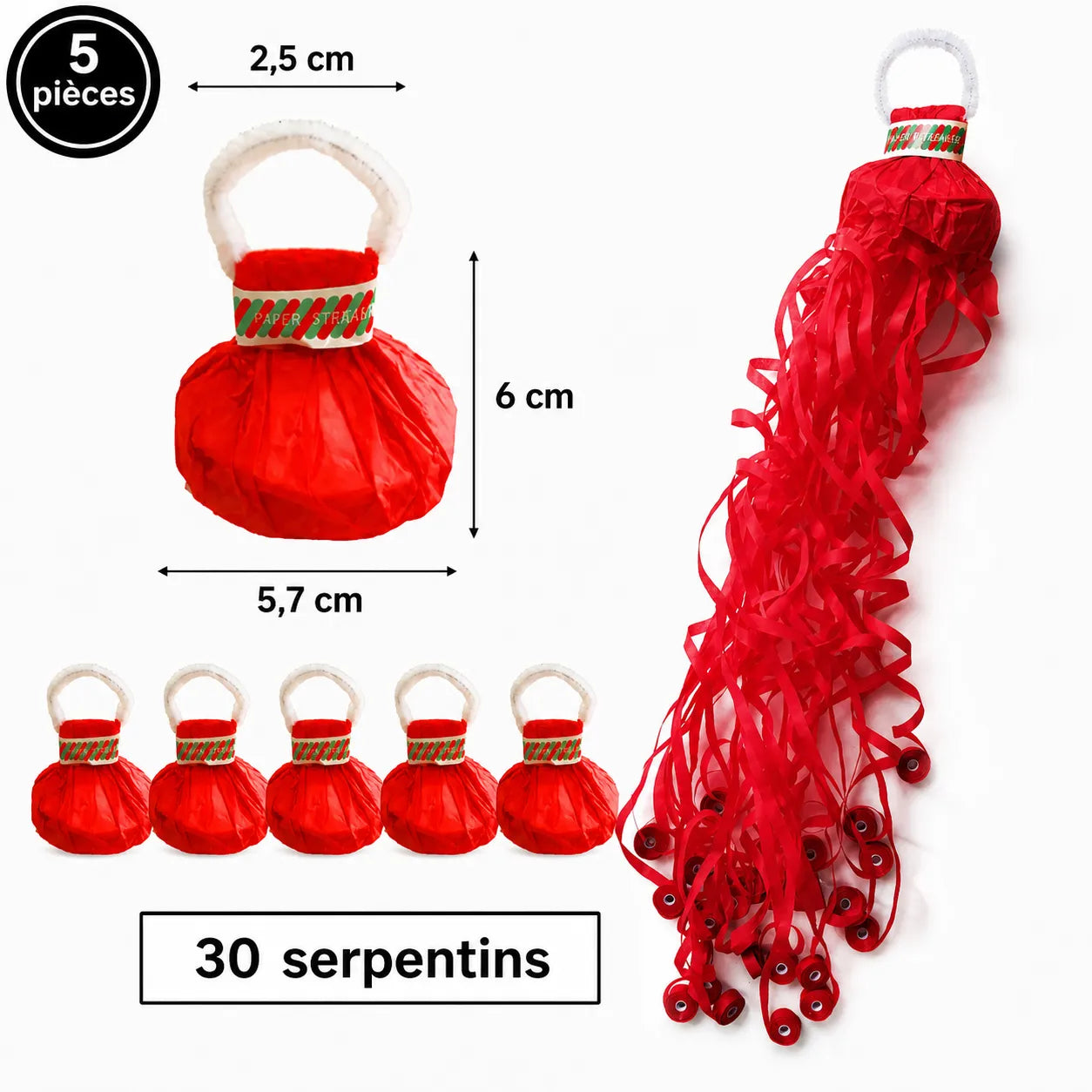 Lanceurs Serpentins Rouges Festif