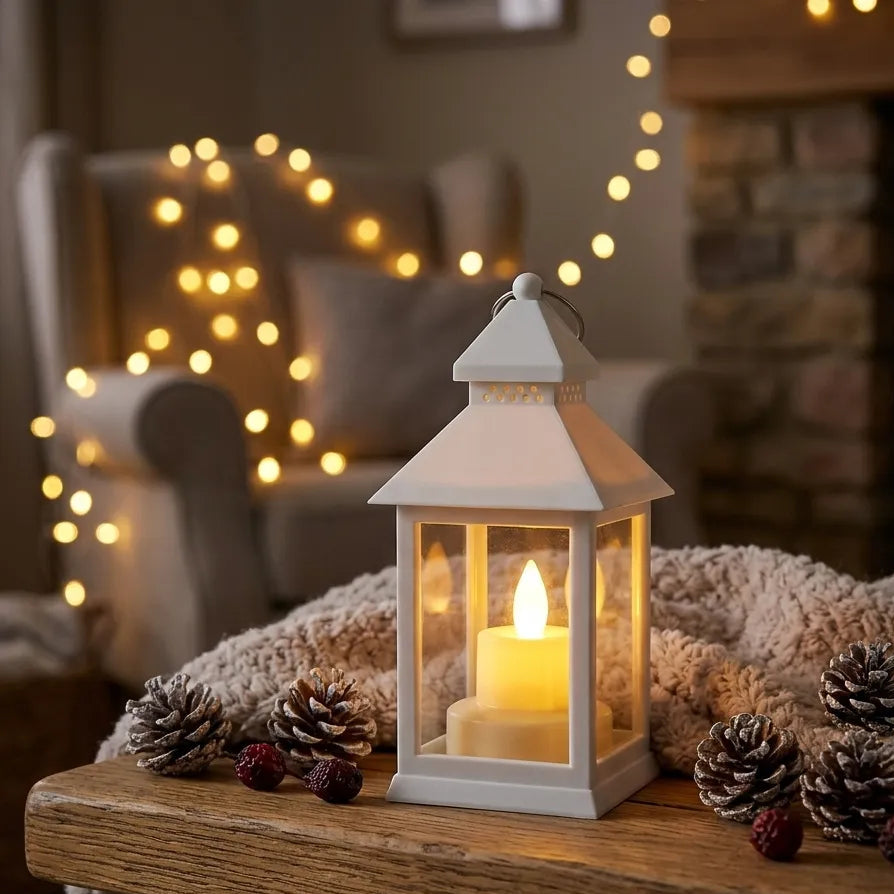 Lanterne Blanche à Bougie sans Flamme Légère