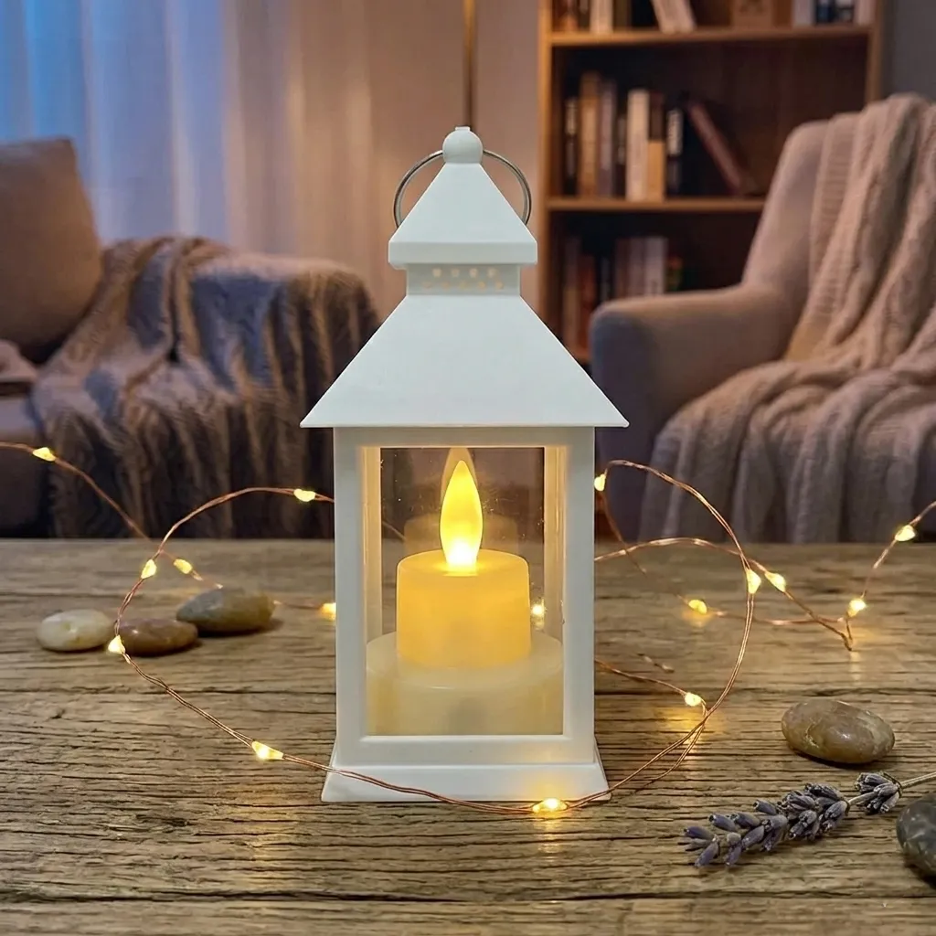 Lanterne Blanche à Bougie sans Flamme Unique