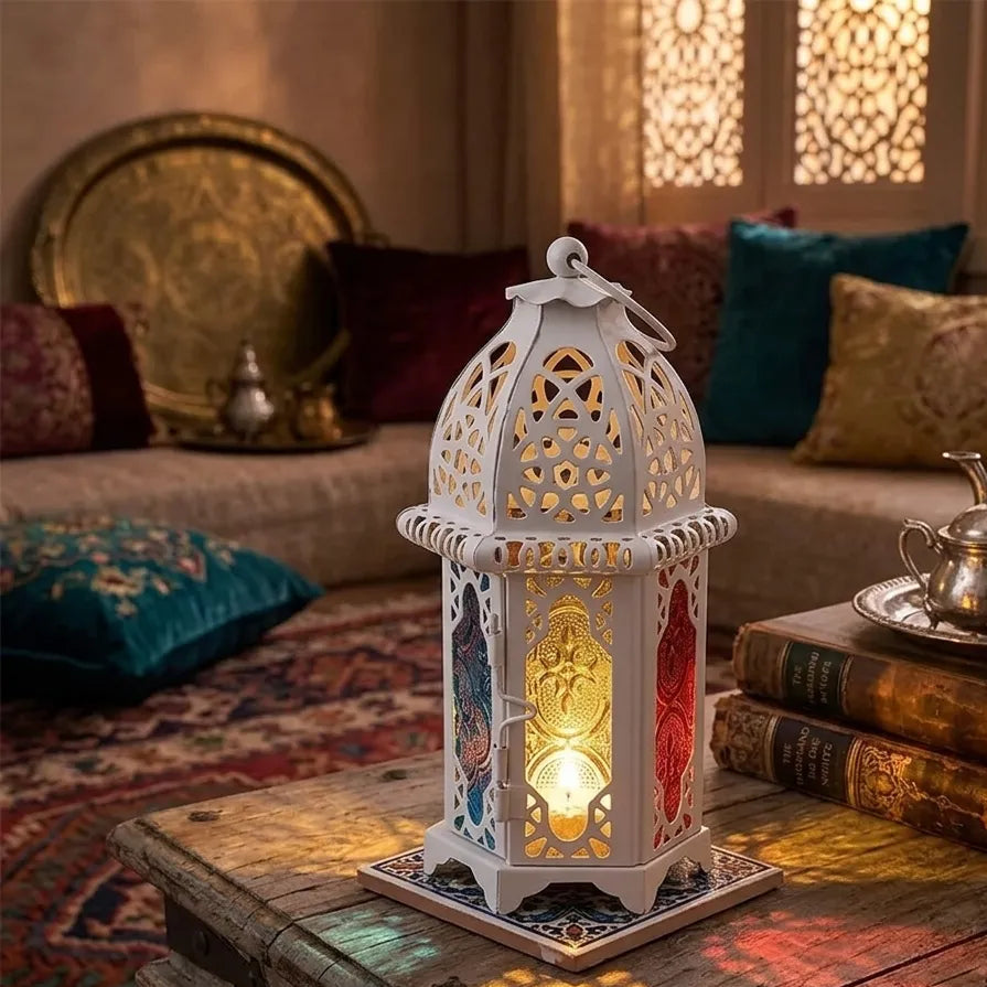 Lanterne Blanche Marocaine en Fer Légère