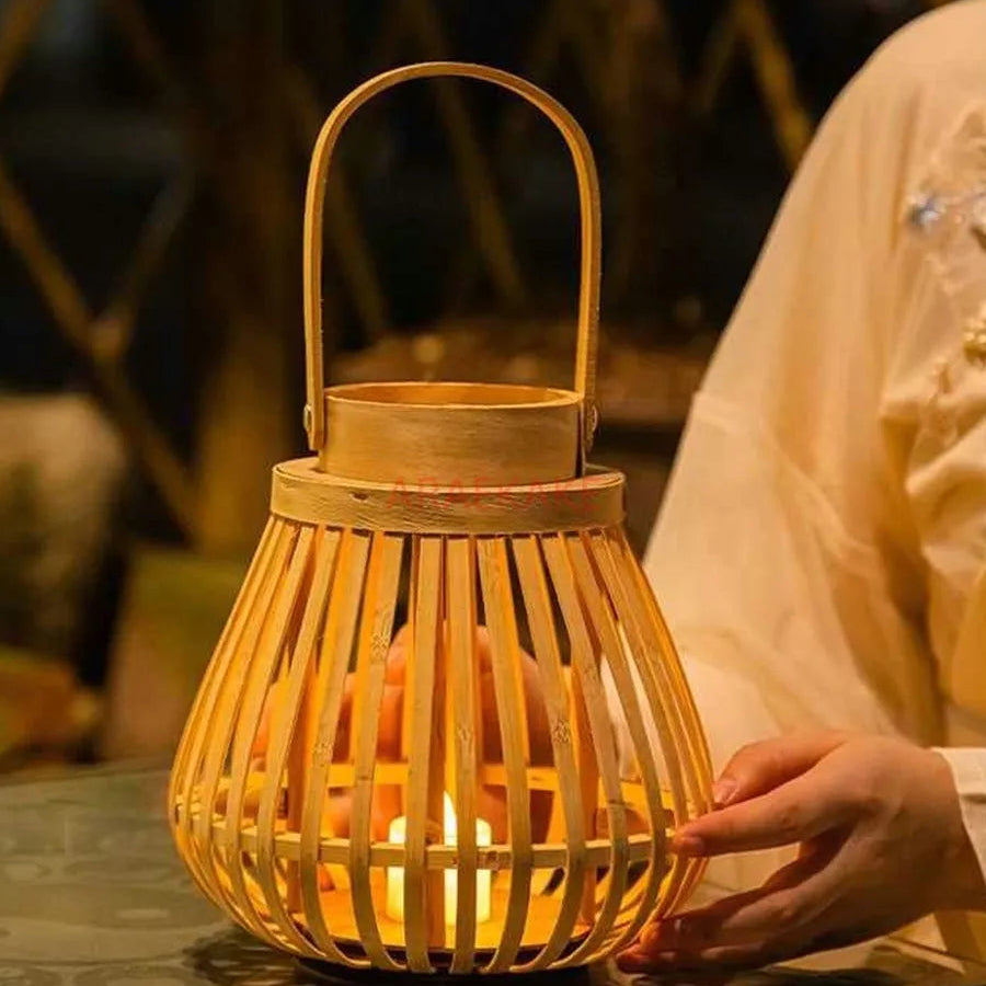 Lanterne Bois de Bambou Chic