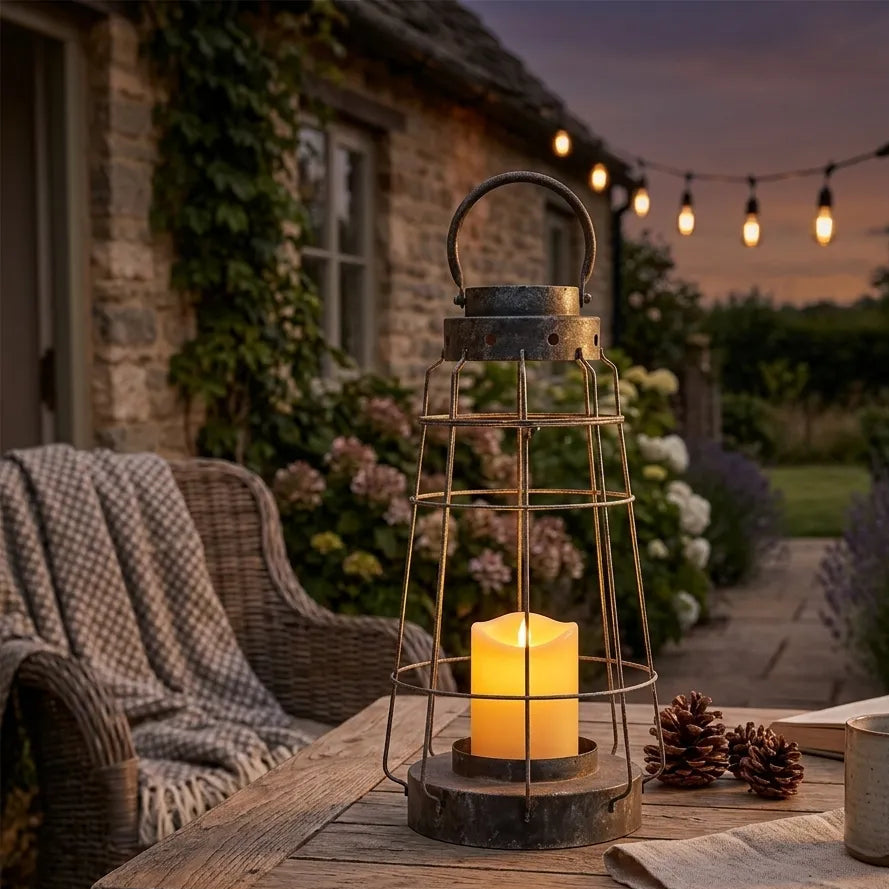 Lanterne Cage en Fer Lumineux