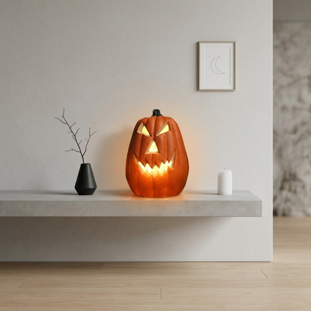 Lanterne Citrouille Halloween Réaliste Lumineux
