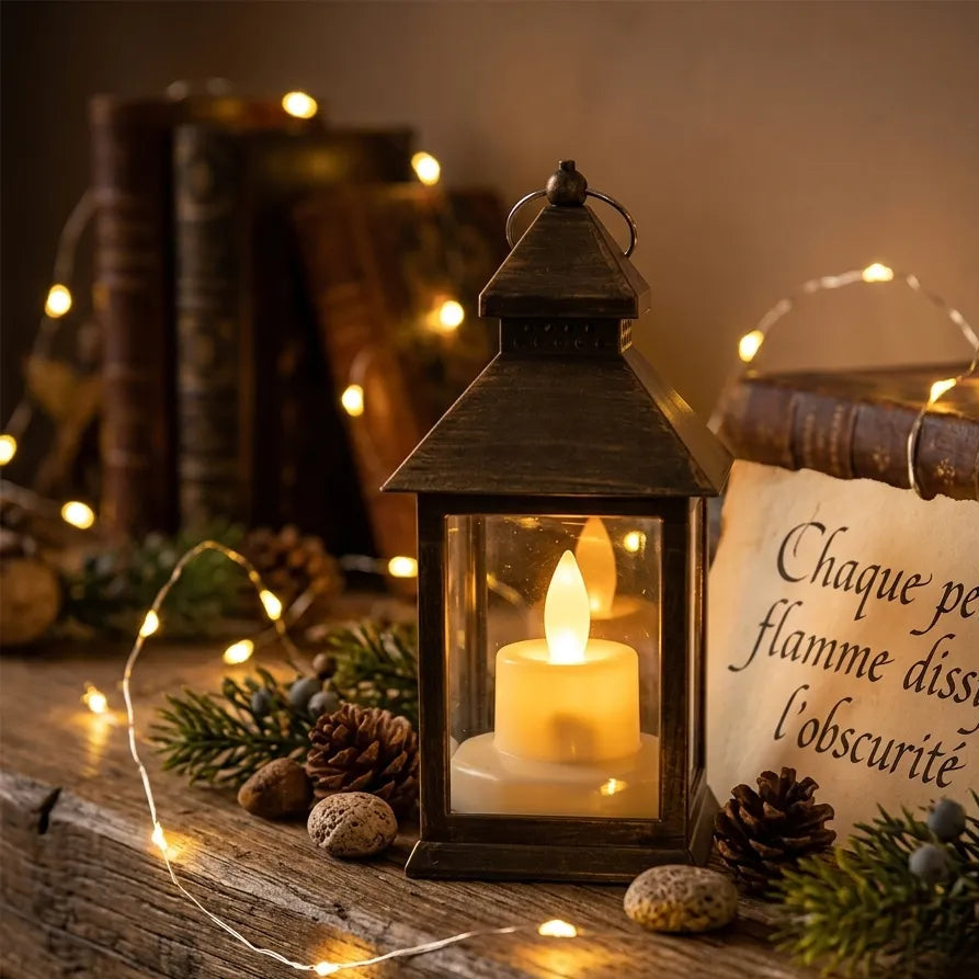Lanterne Dorée à Bougie LED Légère