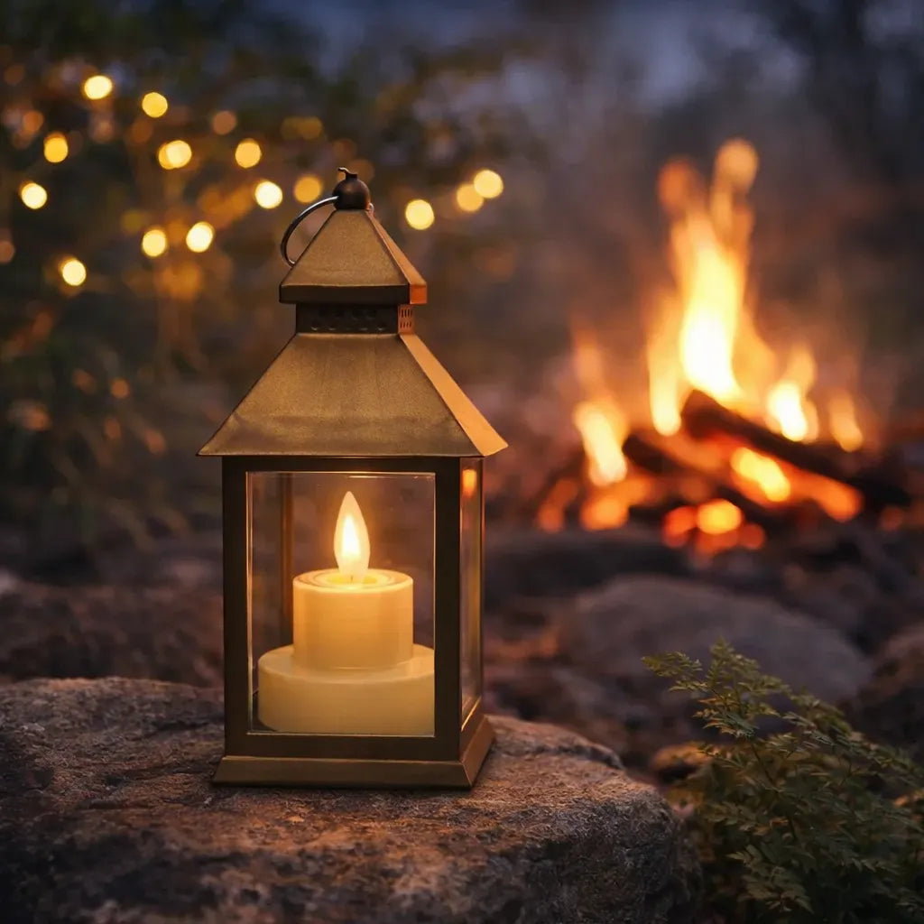 Lanterne Dorée à Bougie LED Unique