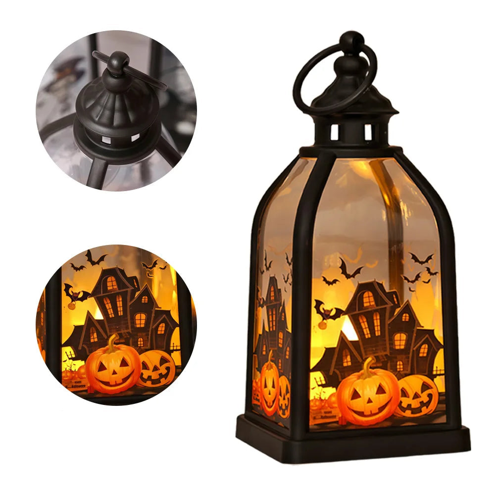 Lanterne Halloween Citrouilles et Maison Hantée Chic