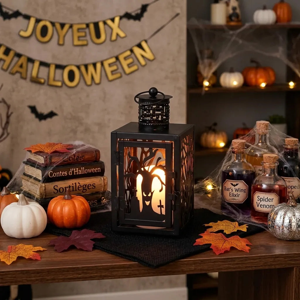 Lanterne Halloween Design en Fer Lumineux