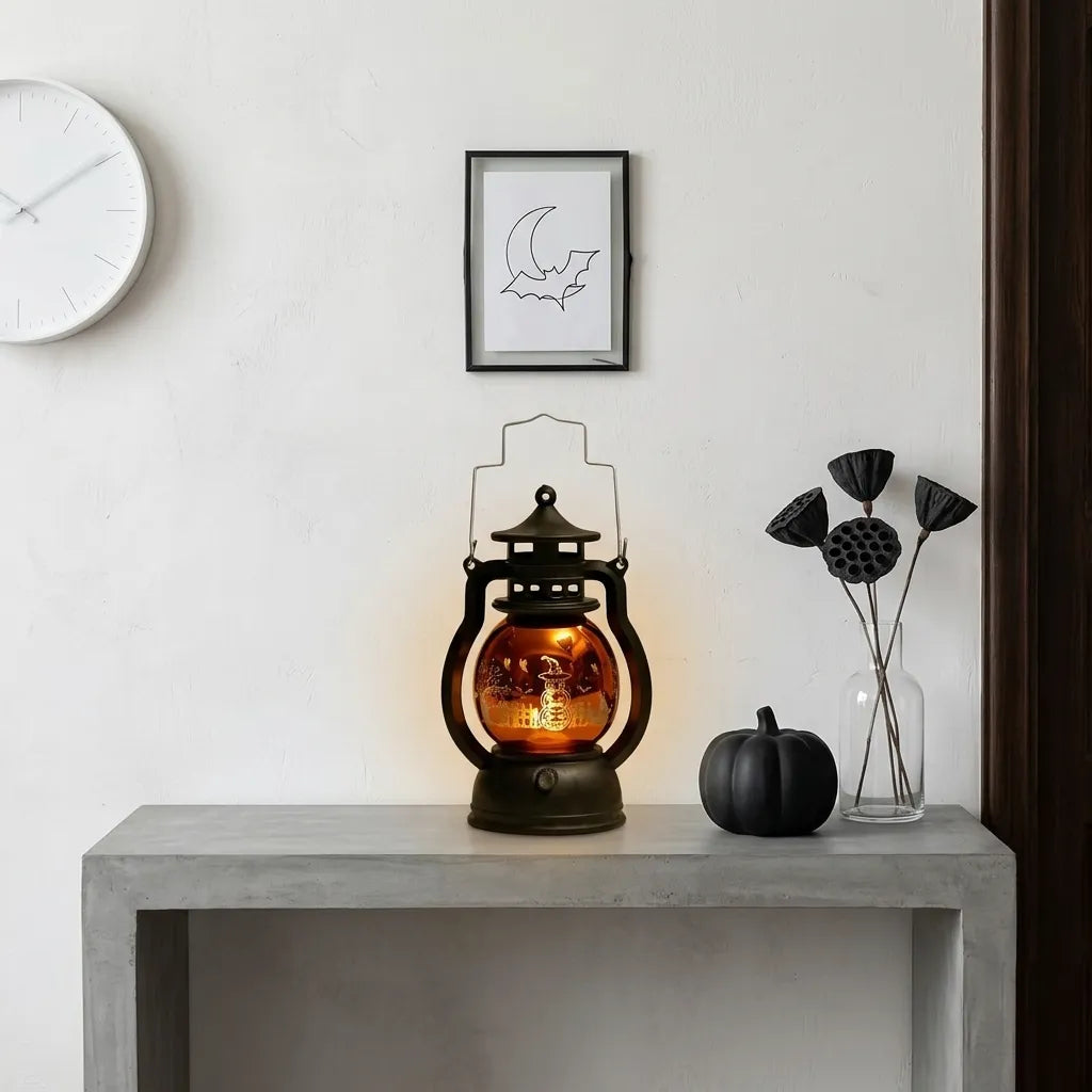Lanterne LED Vintage Citrouille Halloween Lumineux