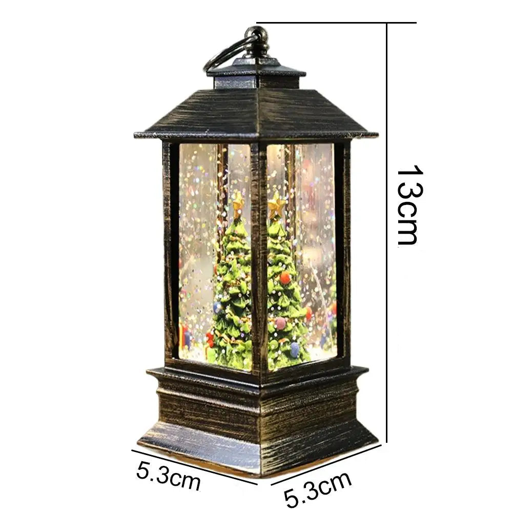 Lanterne Noire Sapin Neige décoratif