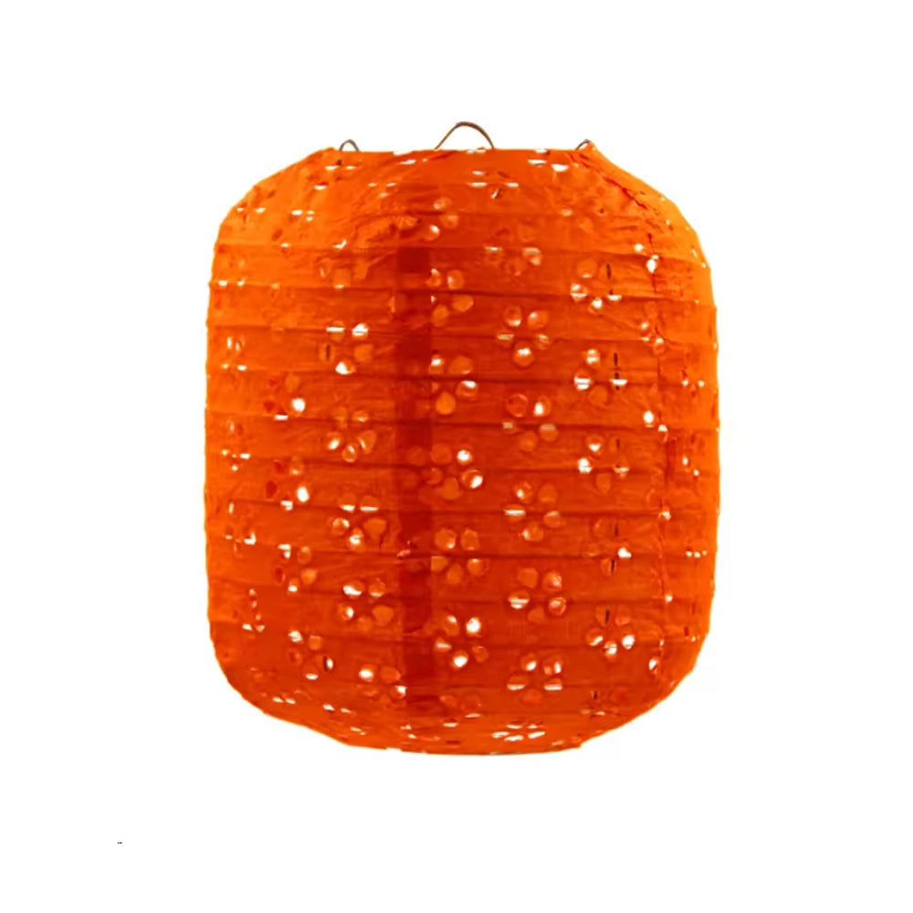 Lanterne Papier Orange Ajourée à Led
