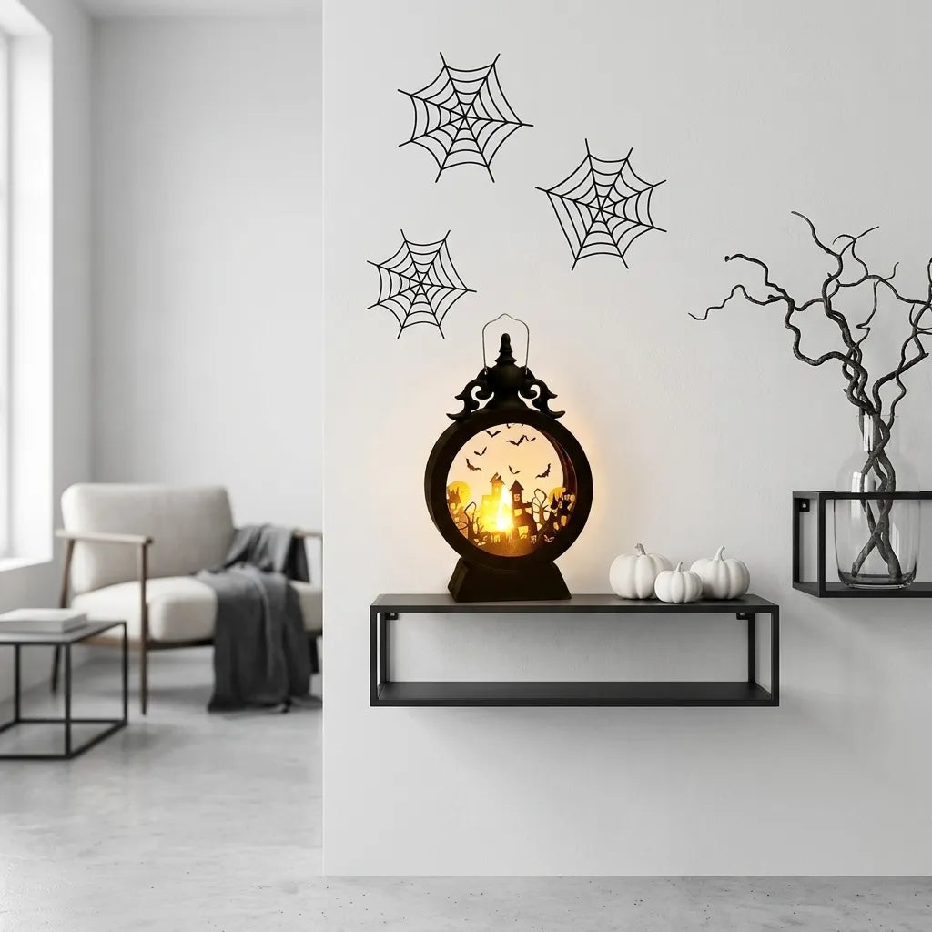 Lanterne Ronde Citrouille Château Halloween Lumineux