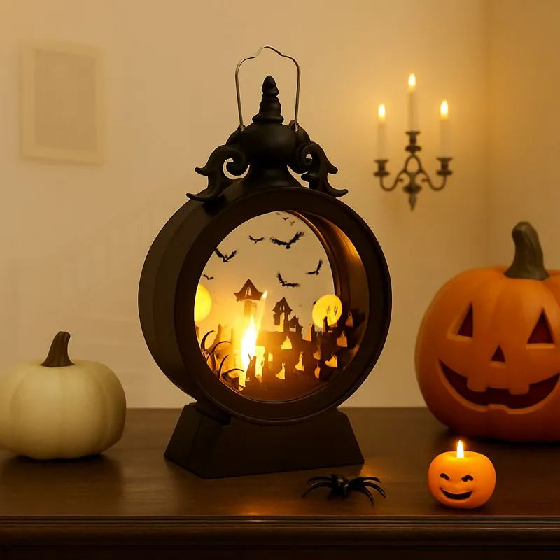 Lanterne Ronde Citrouille Château Halloween élégant