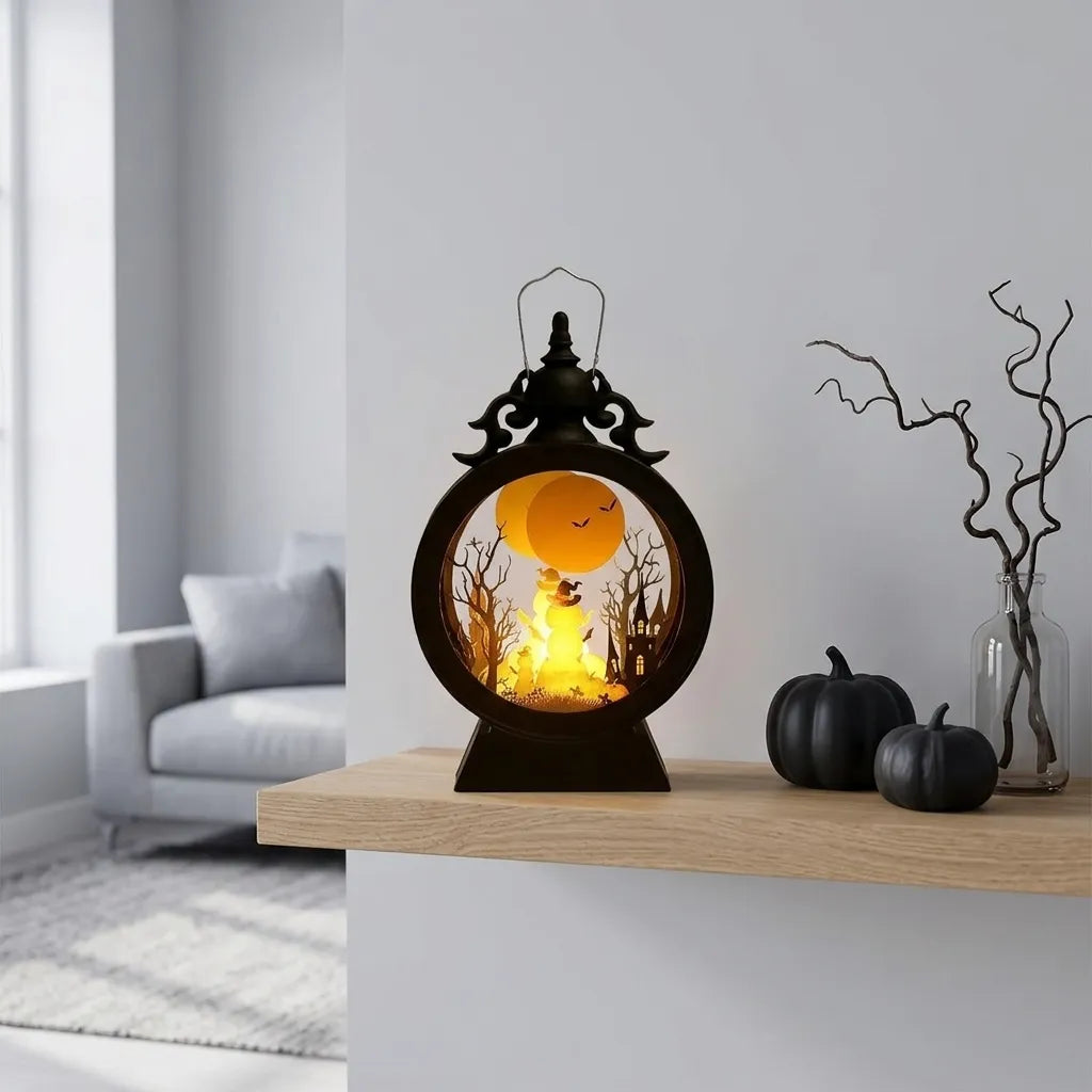 Lanterne Ronde Citrouille Halloween Lumineux
