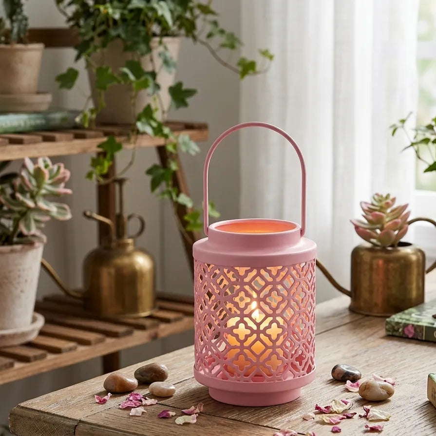 Lanterne Rose à Bougie lumineux