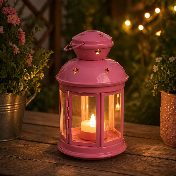 Lanterne Rose en Fer Forgé