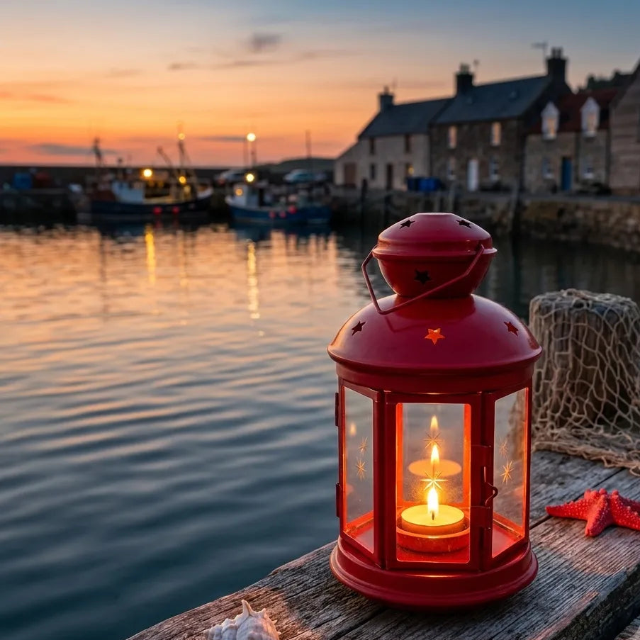 Lanterne Rouge en Fer Forgé Lumineux