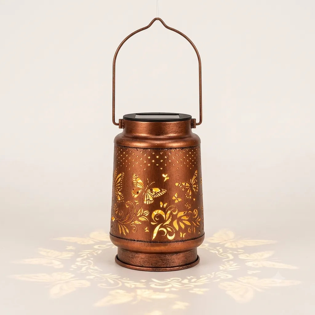 Lanterne Solaire Motif Papillons Lumineux
