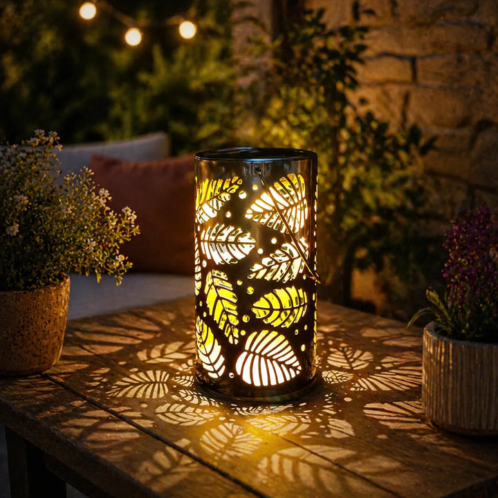 Lanterne Solaire à Motifs Feuilles