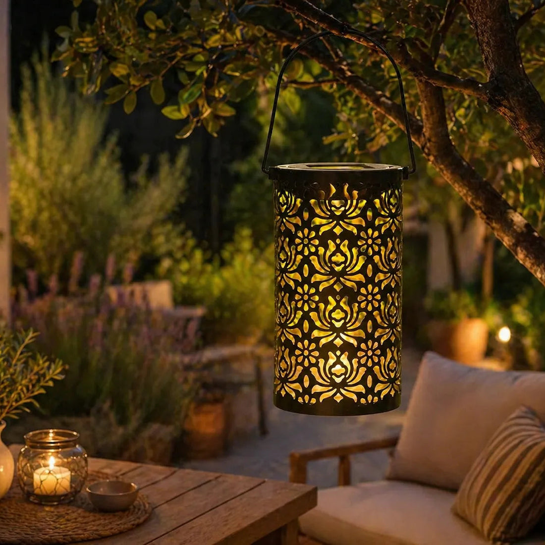 Lanterne Solaire Motifs Fleurs Chic