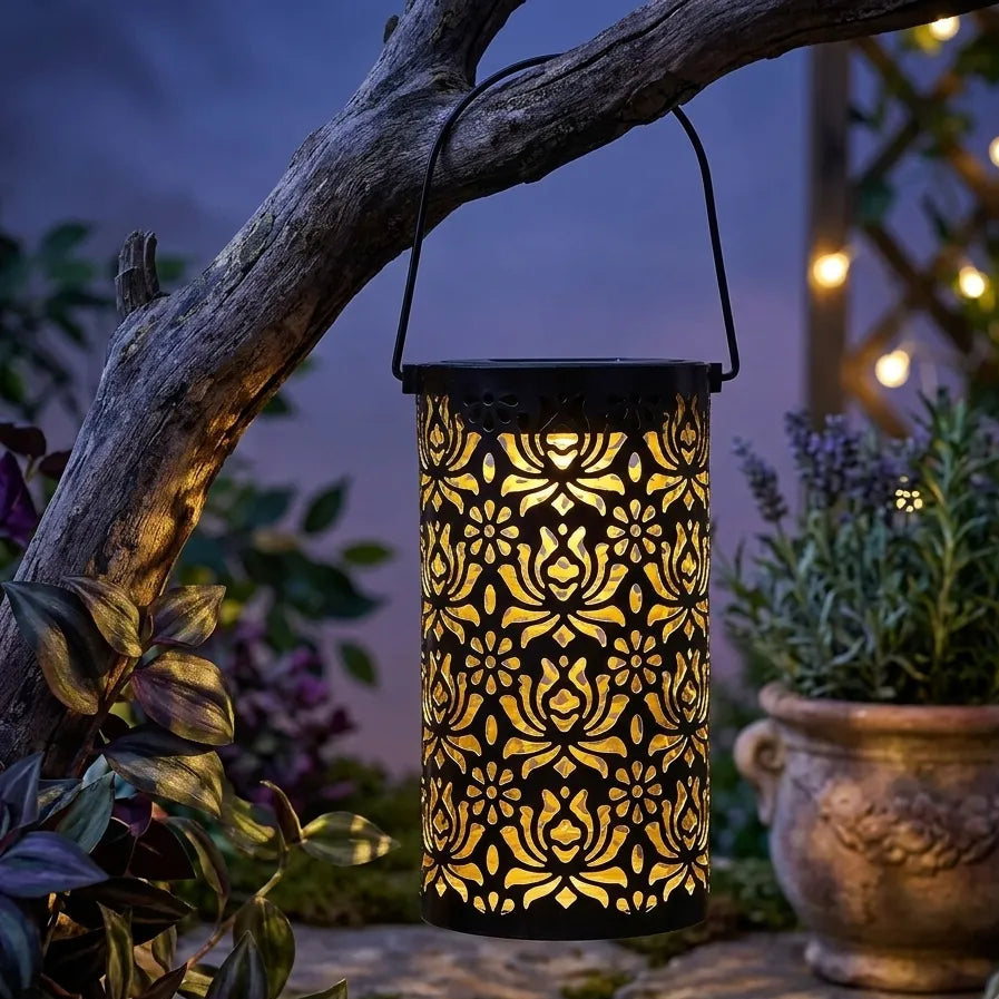 Lanterne Solaire Motifs Fleurs Lumineux