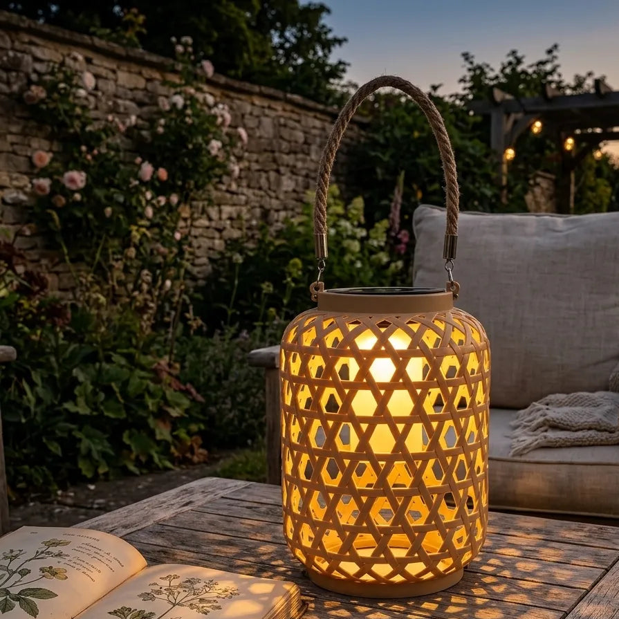 Lanterne Solaire en Rotin Légère