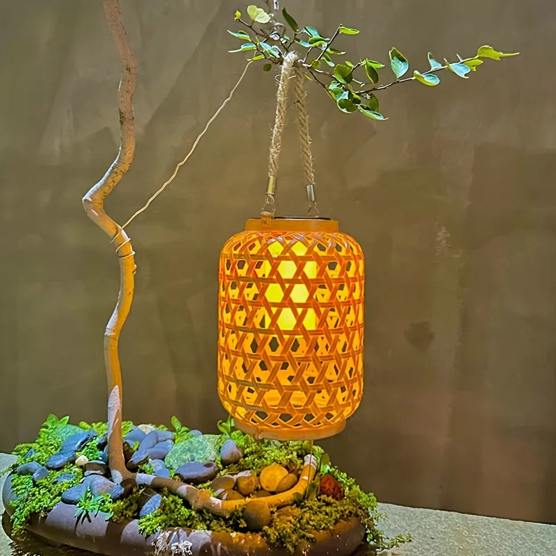 Lanterne Solaire en Rotin  stylé