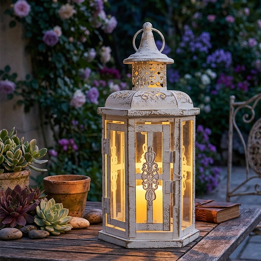 Lanterne Vintage Blanche Légère