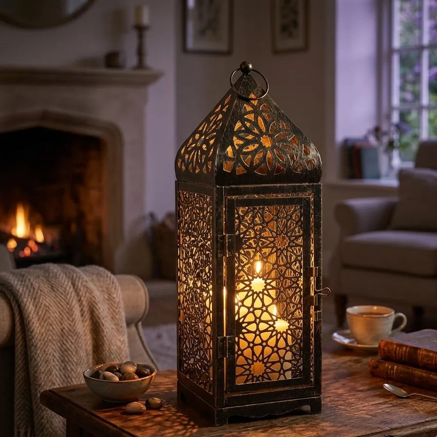 Lanterne Vintage à Rosaces Lumineux