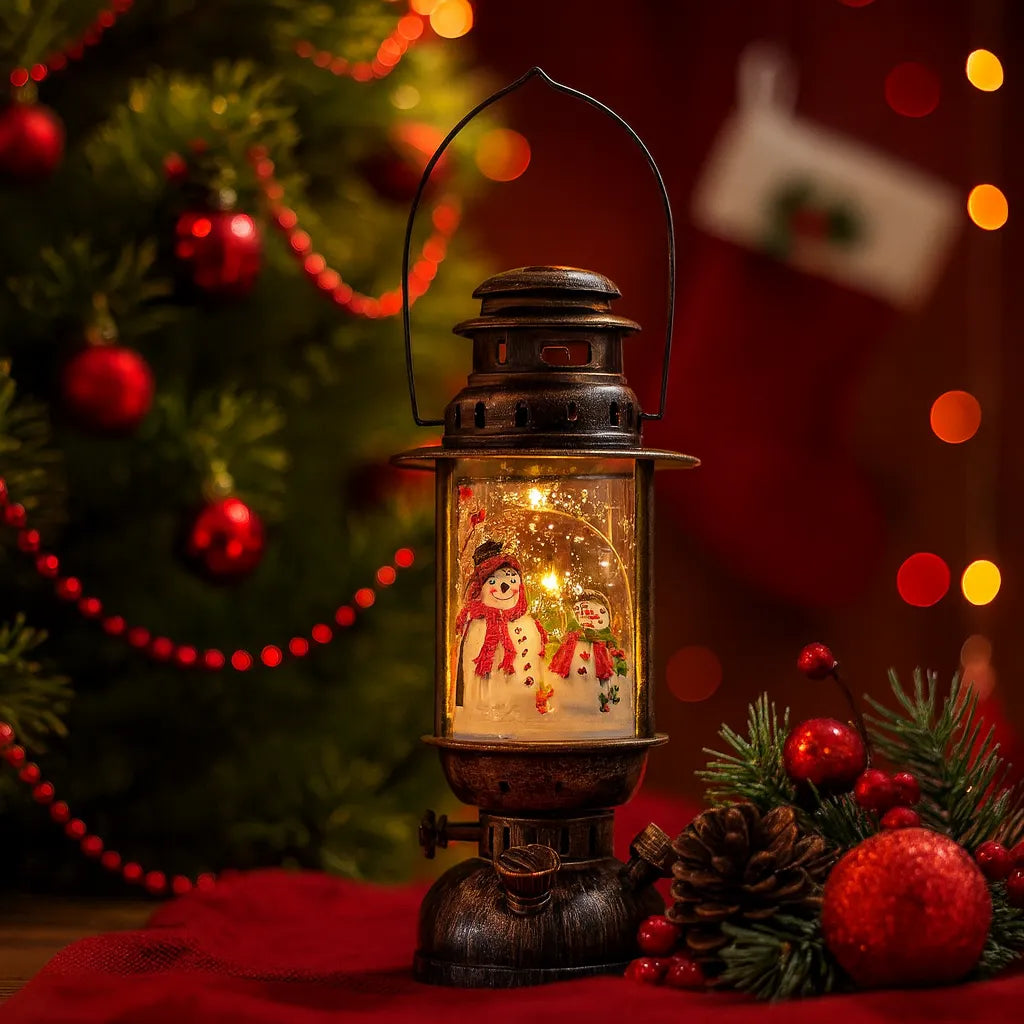 Lanterne au Design Rétro Bonhomme de Neige vintage