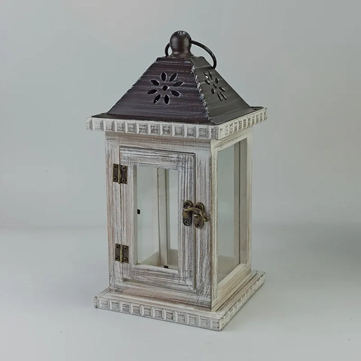 Lanterne en Bois Blanc Vintage